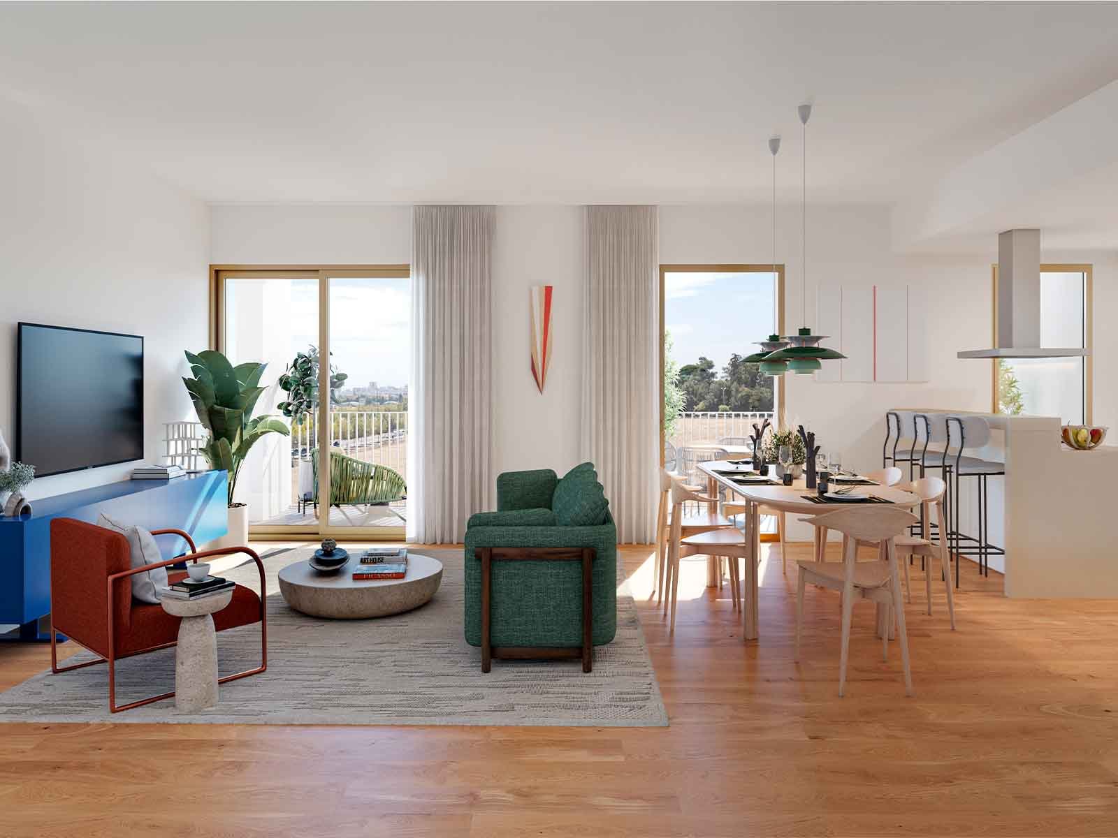 3 bedroom apartment with balcony and parking in new development Lisbon