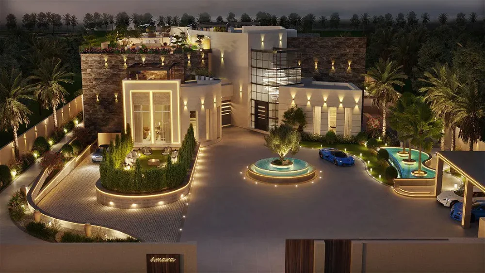 Modern luxury manor house in Emirates Hills with panoramic views of the golf course and lake 2015483892