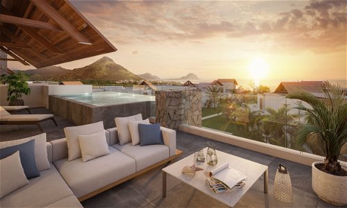 Discover a waterfront penthouse with sea and mountain views in West Mauritius 3282111507